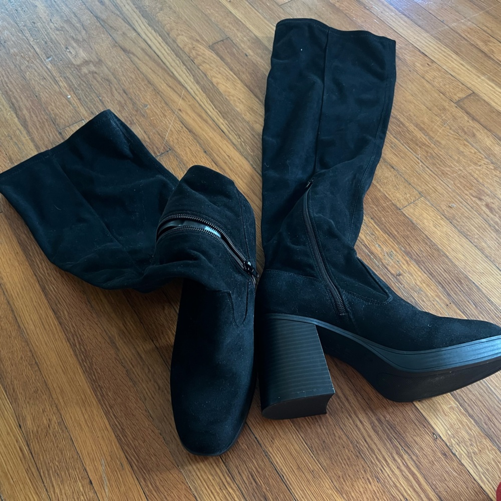 Mix no 6 black suede above the knee boot